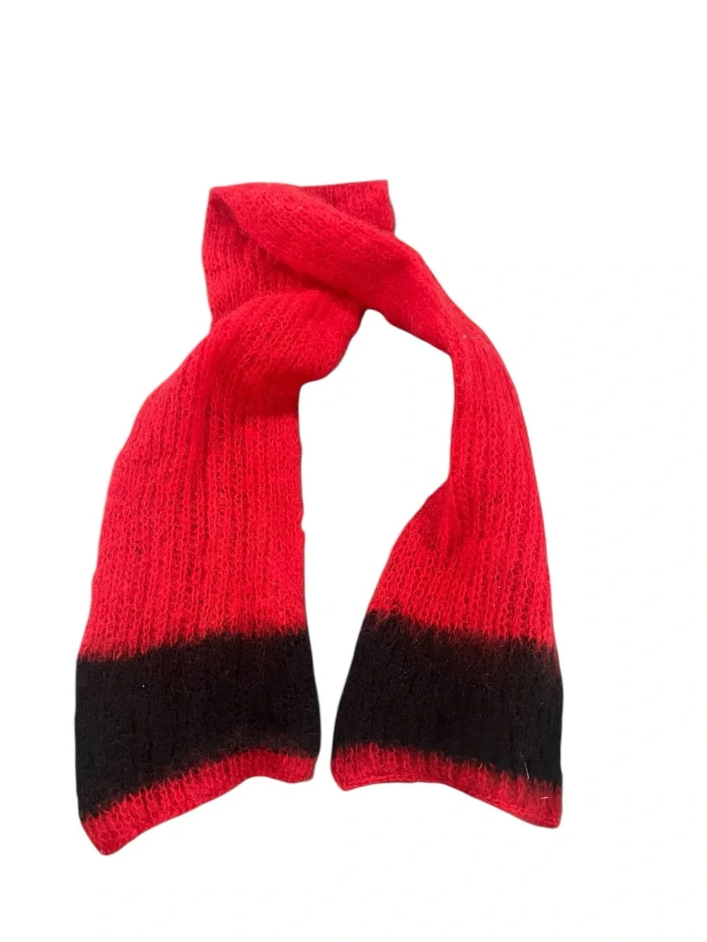 Hudson’s Wool Blend Red and Black Knit Scarf - Vintage, Excellent Condition